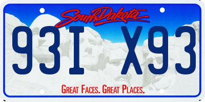 SD license plate 93IX93