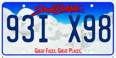 SD license plate 93IX98