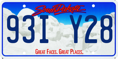 SD license plate 93IY28