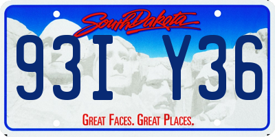 SD license plate 93IY36