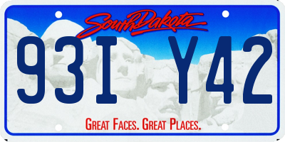 SD license plate 93IY42