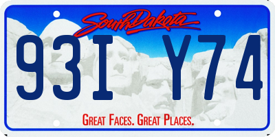 SD license plate 93IY74