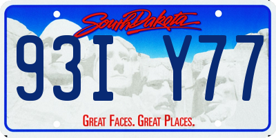 SD license plate 93IY77