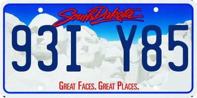 SD license plate 93IY85