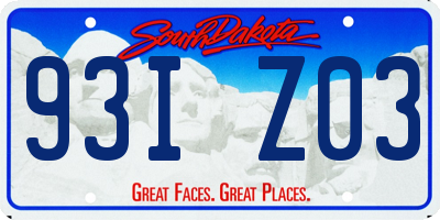 SD license plate 93IZ03