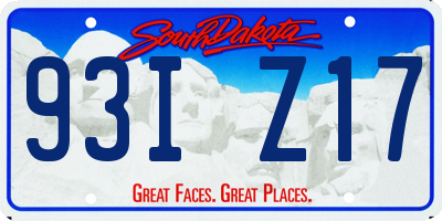 SD license plate 93IZ17