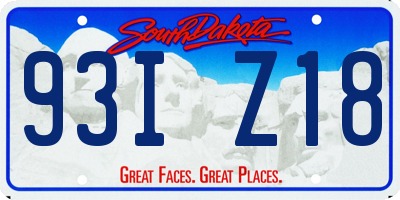 SD license plate 93IZ18