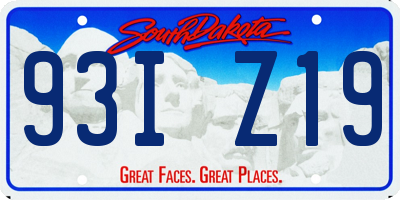 SD license plate 93IZ19