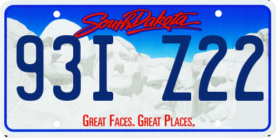 SD license plate 93IZ22