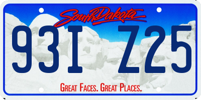 SD license plate 93IZ25