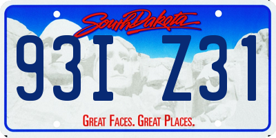 SD license plate 93IZ31