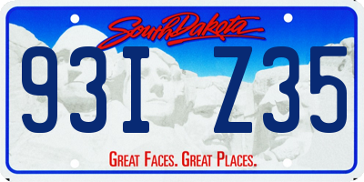 SD license plate 93IZ35