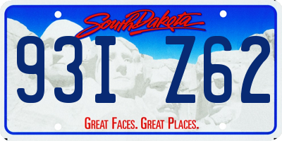 SD license plate 93IZ62