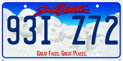 SD license plate 93IZ72
