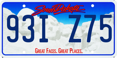 SD license plate 93IZ75
