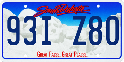 SD license plate 93IZ80