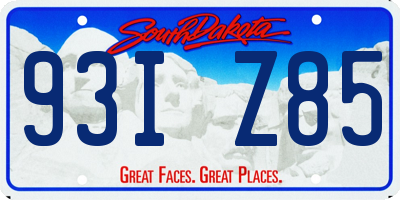 SD license plate 93IZ85