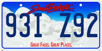 SD license plate 93IZ92