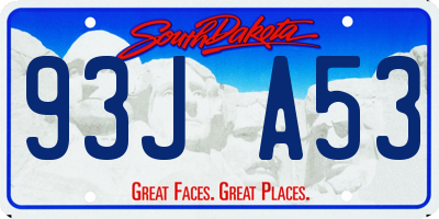 SD license plate 93JA53