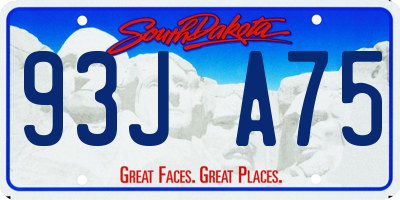 SD license plate 93JA75