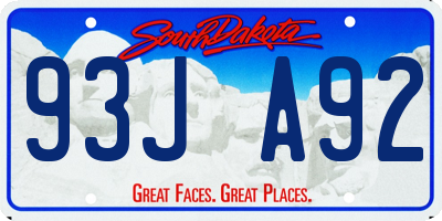 SD license plate 93JA92
