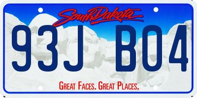SD license plate 93JB04