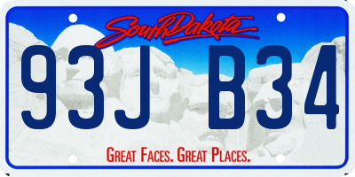 SD license plate 93JB34