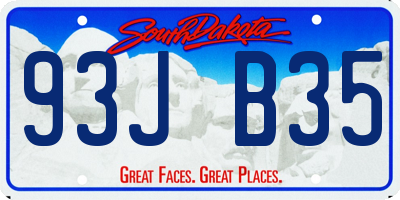 SD license plate 93JB35