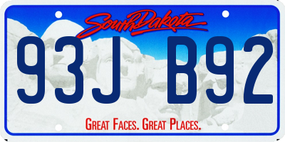 SD license plate 93JB92