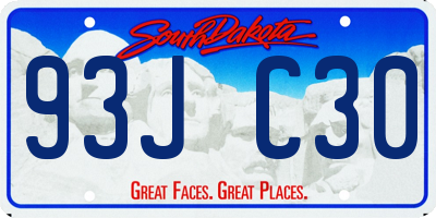 SD license plate 93JC30
