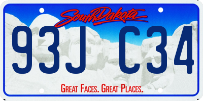 SD license plate 93JC34
