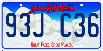 SD license plate 93JC36
