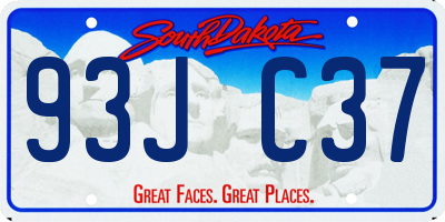SD license plate 93JC37