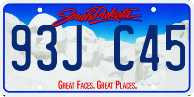 SD license plate 93JC45