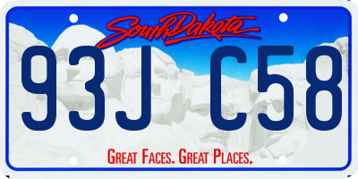 SD license plate 93JC58