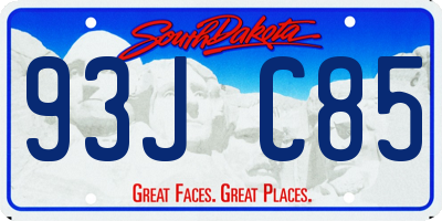 SD license plate 93JC85