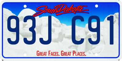 SD license plate 93JC91