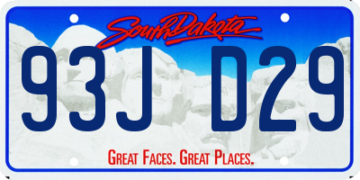 SD license plate 93JD29