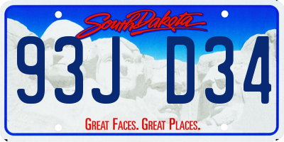 SD license plate 93JD34