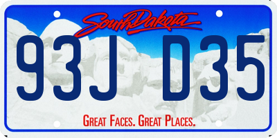 SD license plate 93JD35