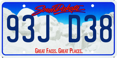 SD license plate 93JD38