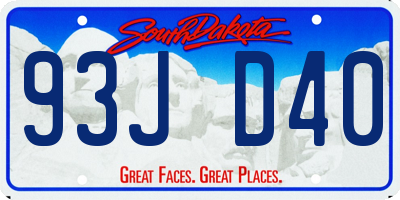 SD license plate 93JD40