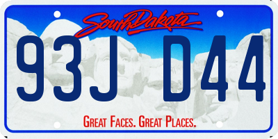 SD license plate 93JD44