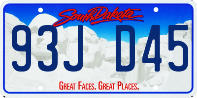 SD license plate 93JD45