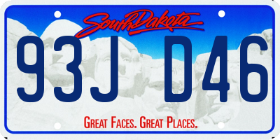 SD license plate 93JD46
