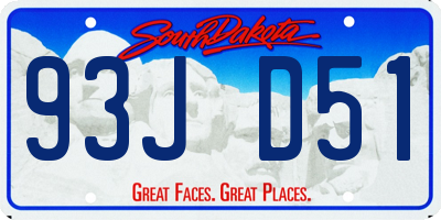 SD license plate 93JD51