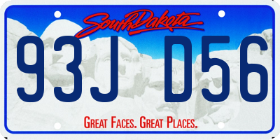 SD license plate 93JD56