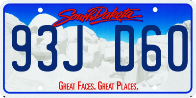 SD license plate 93JD60