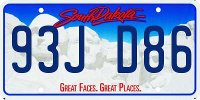 SD license plate 93JD86