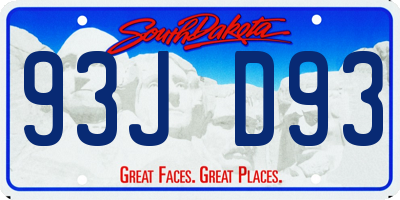 SD license plate 93JD93